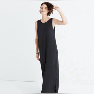 Madewell Lakeshore Button Back Maxi Dress in Black Crepe